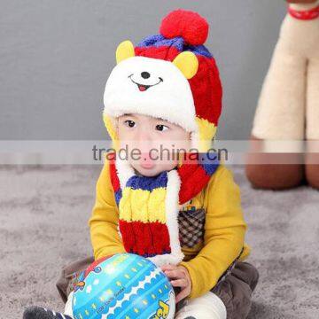 Fashion custom in stock baby lovely winter hat and scarf sets