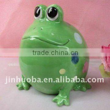 Ceramic cartoon frog coin bank