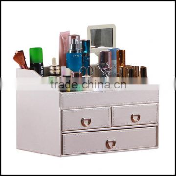 New large with mirror cosmetics storage boes of fine dressing table leather jewelry boes of cosmetics wholesale