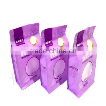 plastic quad seal box pouch laminated plastic flat bottom gusset pouch printed plastic packaging bag