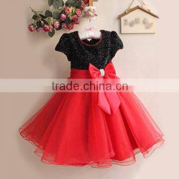 2015 new style girl Party black with blue bow Dress Children princess dress baby girl party dress children frocks designs GZ G12