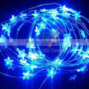 Twinkle Blue Star LED String Light 3AA Battery Operated for Christmas
