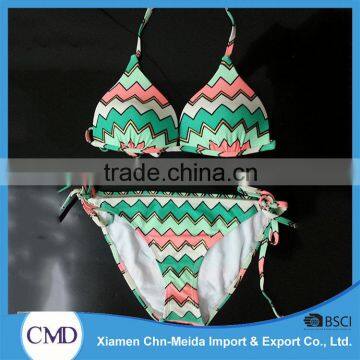 Novelties Colorful Wavy Halter Ladies Bikini