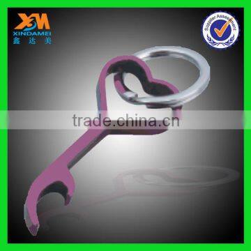 Purple hearts hooked zinc alloy metal bottle period key chain