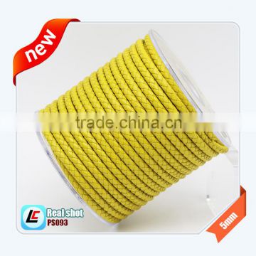 Genuine Cow Leather Soft Leather Cord 5mm Yellow Color