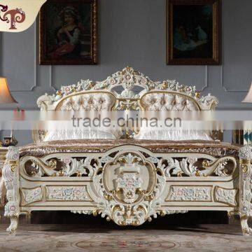 hand carving furniture - handcraft royalty golden foil bed