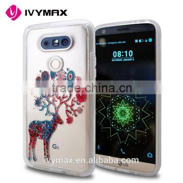 2016 Fashion Embossed Printing TPU Bumper Case with Transparent Back Cover For LG G5 Phone Accessories