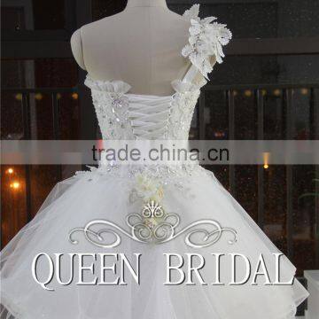 Latest Style One Shoulder Sleeveless Flower Embroidery Beaded Dresses For Wedding photo-6