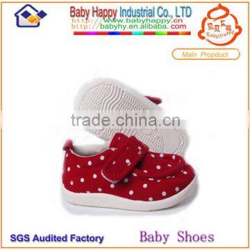 Rosered with white dot hard sole baby girl shoes