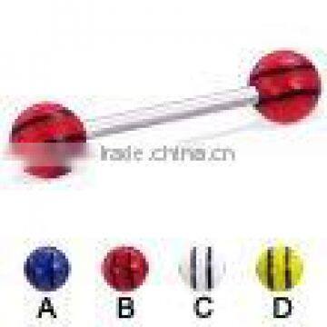 Barbell tongue rings, acrylic designs,Body Piercing Jewelry