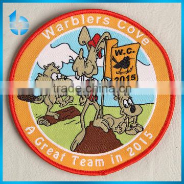 Alibaba credible company custom woven fabric badge for buster suit