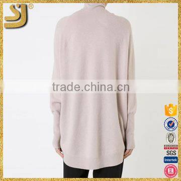 Ladies Beige Cashmere Turtleneck Oversized Jumper Sweater photo-4