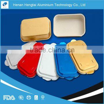 Smooth wall aluminium foil airline food container with lid