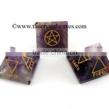 Amethyst 5 Element Engraved Pyramid