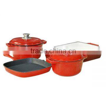 cast iron enamel cookware set