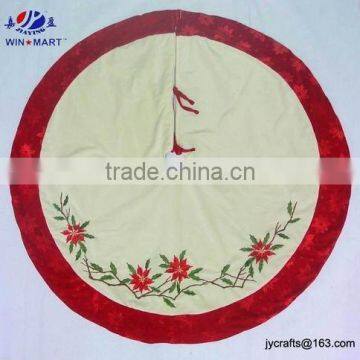 48" embroidery poinsettia tree skirt