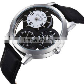 2015 Hot selling skone 9274 see through multiple time zone wrist watches