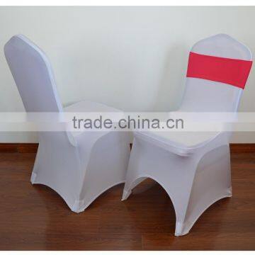 White lycra chair covers with spandex chair sash for sales