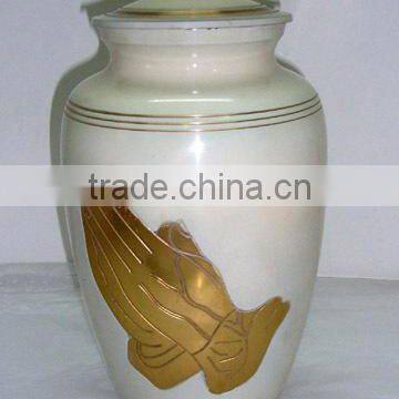 Brass Praying Hand Cremation urn.