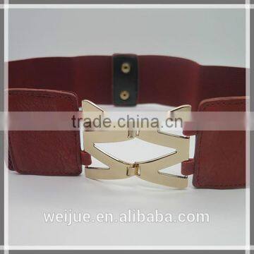 Hot sale elastic hollow buckle belt with tetraena clasp for women