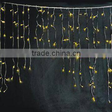 230V yellow led christmas icicle lights rubber cable IP44 Plug