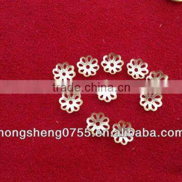 brass flower bead end caps, findings for jewelry end beads