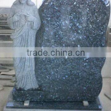 Own Factory Good Quality Blue Pearl Granite Jesus Sculpture Headstone