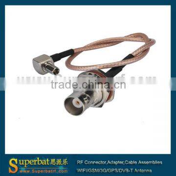 Pigtail cable TS9 Male RA to BNC female bulkhead O-ring RG316 New Listing