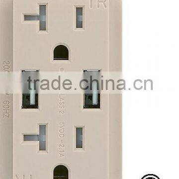 USB Charger 2.1A 5VDC with receptacle in ivory color