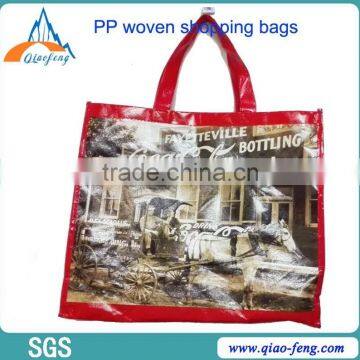 woven plaid plastic bags handle non woven beer bag