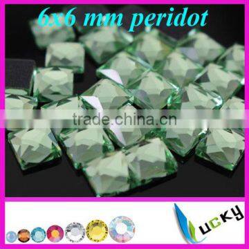 2014 new!! hotfix DMC rhinestones square with facets peridot