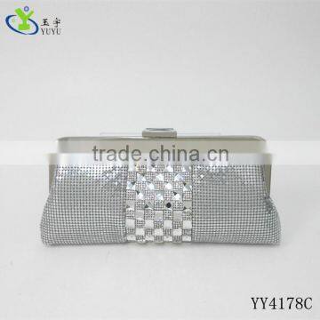 DUBAI Silver Frame Closure phone wallet Crystal clutch bags