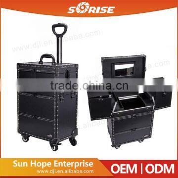High Quality Factory Supplier Rolling Station With Mirror Trolley Makeup Case photo-2