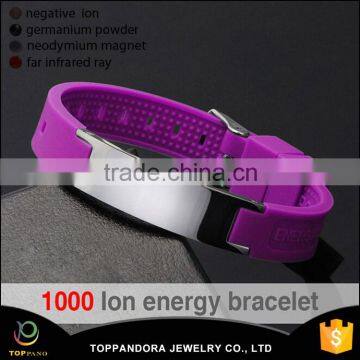 Top quality silicone product adjustable stainless steel clasp silicone power health bracelet bio magnetic energy bracelet