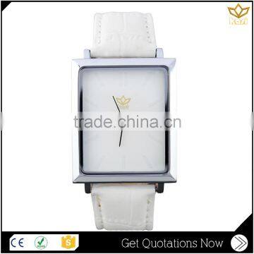 New arrival simple big dial white charm leather stainless steel back quartz watch women Y017