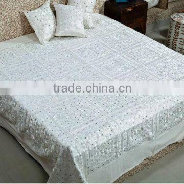 Wholesale hand embroidered Indian Bedspread beautiful bohemian mirror work embroidery