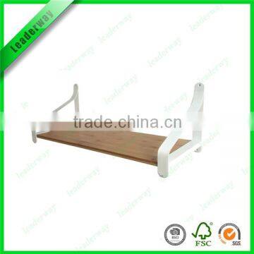 wall mounted shower shelf bamboo wood shelf board with steel frame