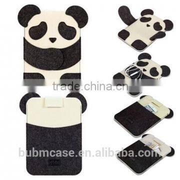 Black Color 7.9 inch Wool Felt Tablet Case Cute Cartoon Panda Bag Tablet Sleeve Tablet Pouch