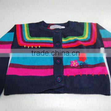 BGAX033 Embroidery soft cotton girl cardigan long sleeve knitted kid sweater