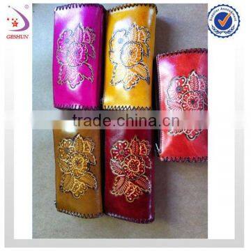 Double Zipper Embossing Real Leather Purse to Sale