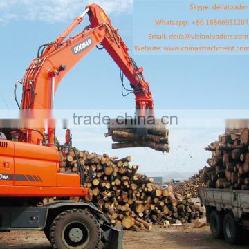 DX225LC Excavator hydraulic log grapple, Customized Excavator Wearable log grapple garb/log grapple fork made in China