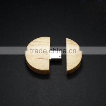 Hotsell Wooden/Bamboo usb 2.0 in Round shaped wood usb