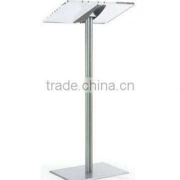 Floor Standing Speaking Podium, Slanted Top, Quick Assembly, Silver(LP-B-0184)