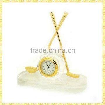 Unique Exquisite Luxury Crystal Metal Golf Clock For New Year Business Gifts Souvenirs