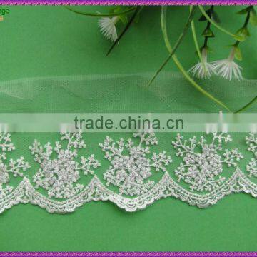 korean bridal embroidery cotton lace trim white color lace