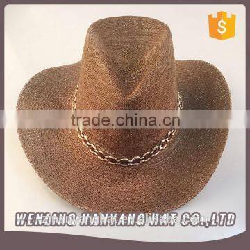 Fancy Unisex Wide Brim Wool Felt Cowboy Hat Natural Women/Man Paper Straw Hats
