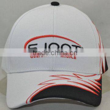 Guangzhou hat factory professional custom 6 panel / 100% cotton / / embroidery logo/brim gear shape/white baseball cap