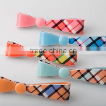 French irregular shape barrette fine quality plastic hair ornament plaid bowknot hair accessory for women