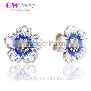 Latest Model Fashion Earrings Blue Enamel Earring 925 Silver Earring