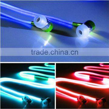 Metal Head Cheap Colorful Earphones Headset, LED Headphone Flash Night Light Earphone With Clip Mic For Smartphone photo-2